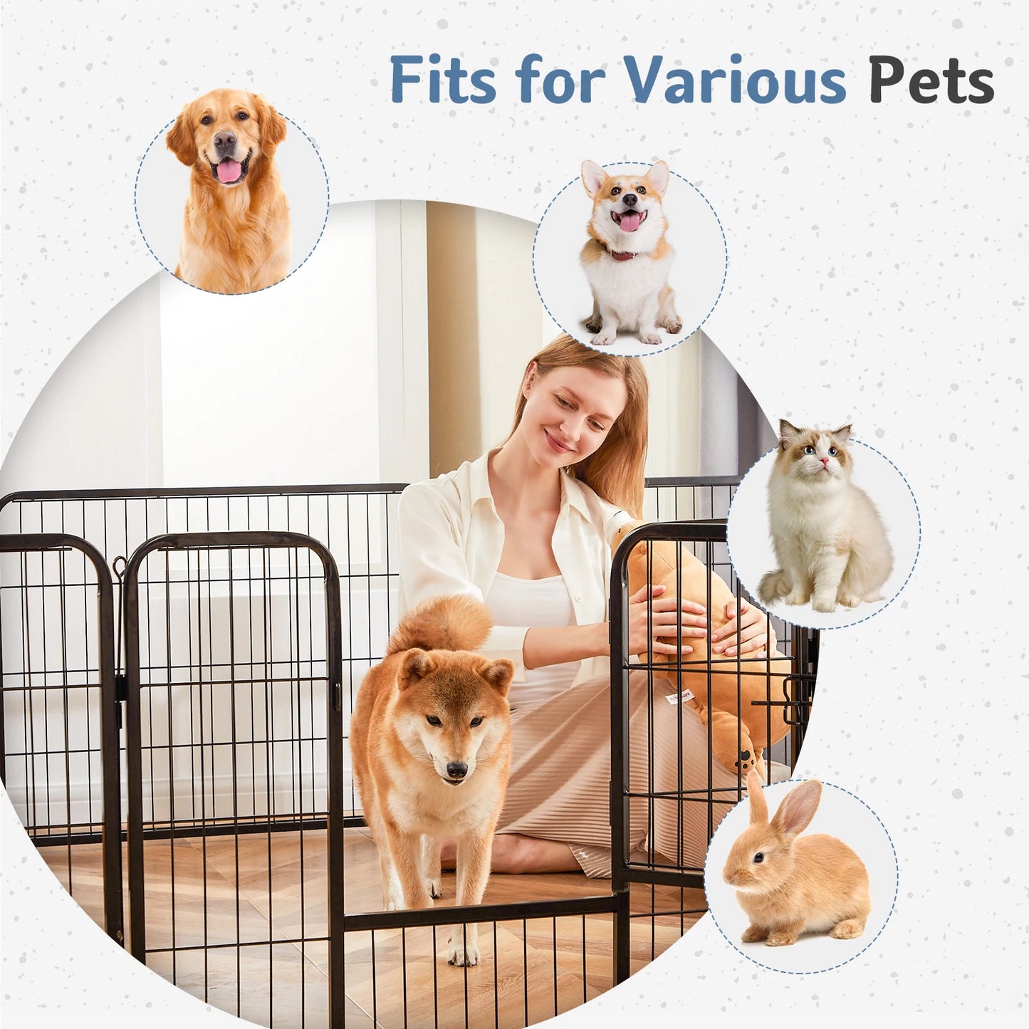 JHK Foldable Dog Playpen Metal Fence Outdoor Use Durable
