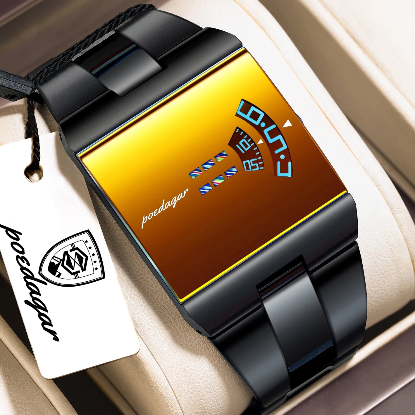 Poedagar Unique Men Wristwatch Waterproof Stainless Steel Quartz Sport