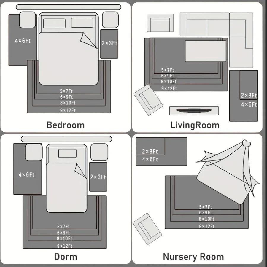 Plush Area Rug 100 Percent Polyester Geometric Pattern For Bedroom Living Room