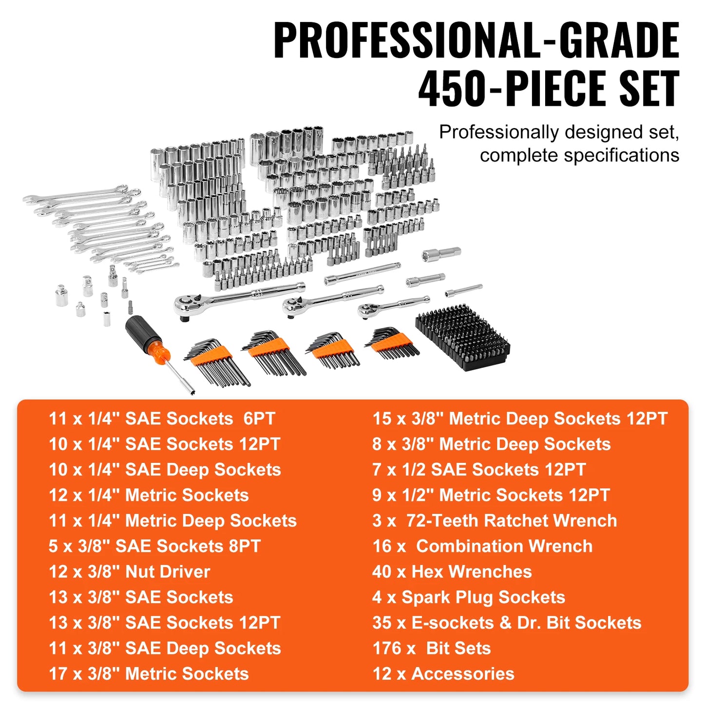 SucceBuy Mechanics Tool Set and Socket Kit 450 Pcs