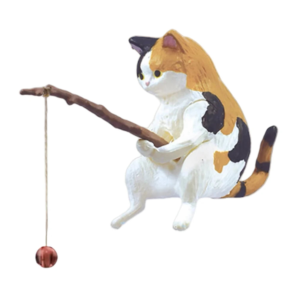 Sikiwind Fishing Cat Figurine Aquarium Decoration Ornament