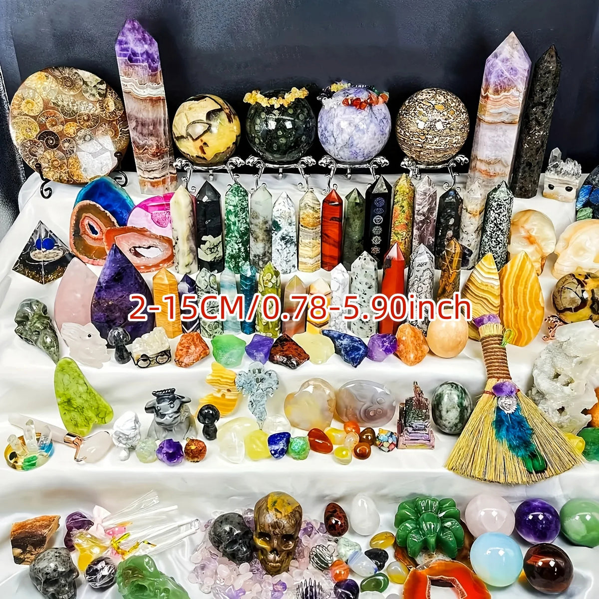 CrystalHola Mixed Raw Stone Crystal Gift Box With Carvings And Decor