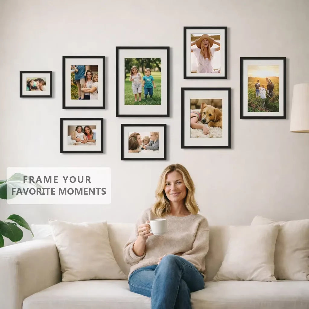 Modern Aluminum Picture Frame Set With Mat For Gallery Walls