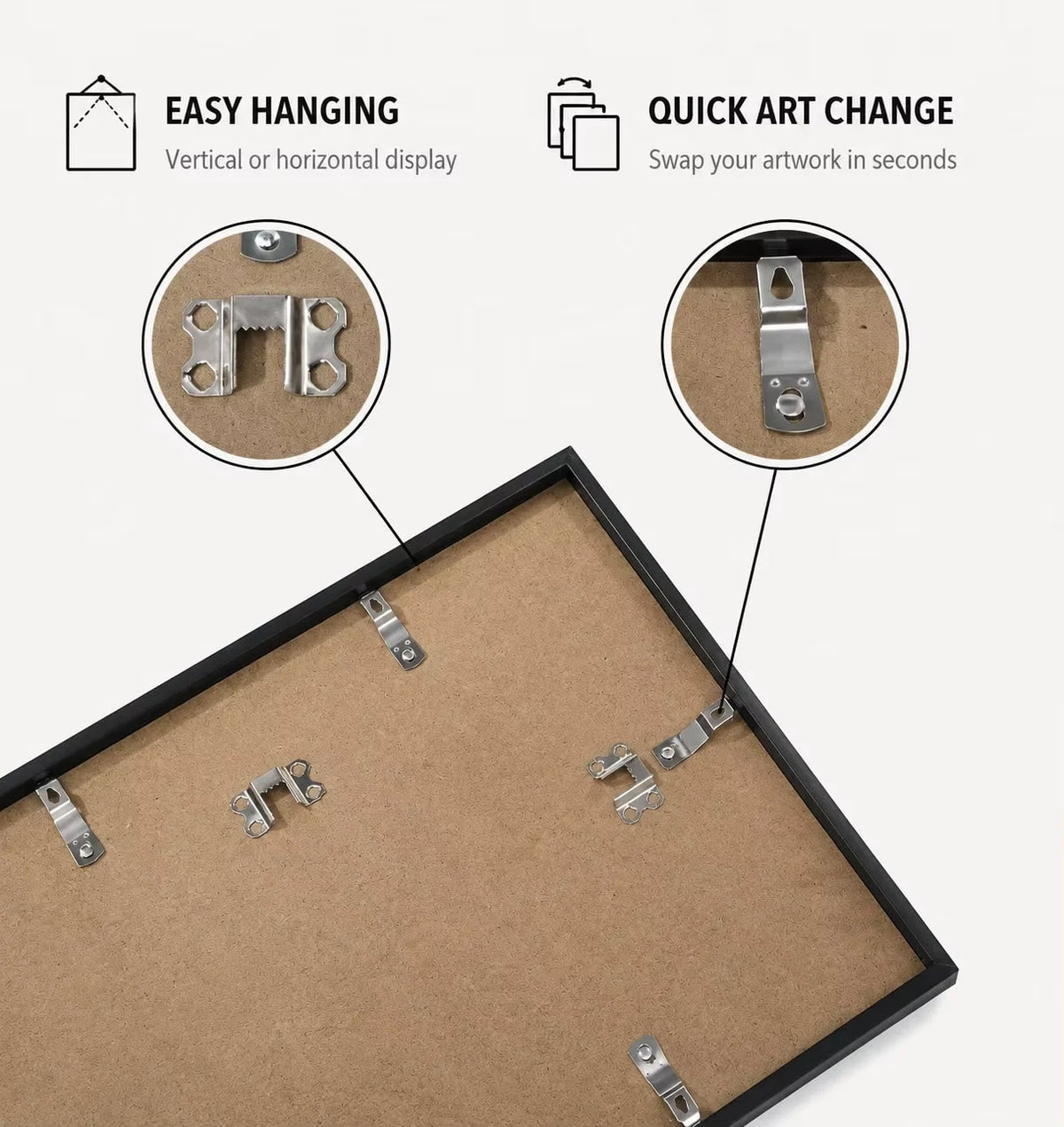 Modern Aluminum Picture Frame Set With Mat For Gallery Walls