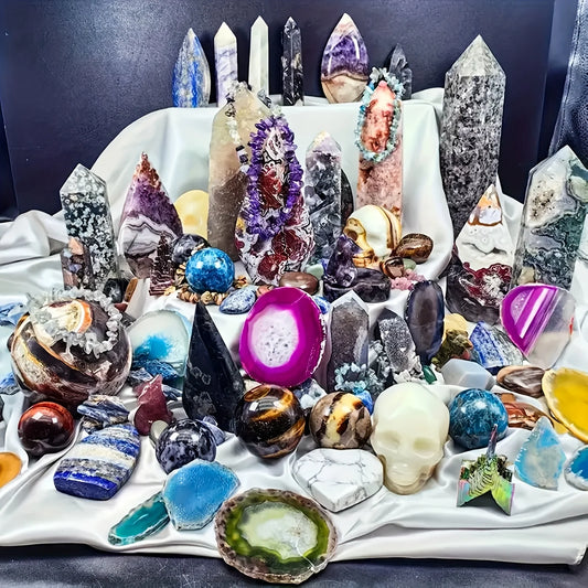 CrystalHola Mixed Raw Stone Crystal Gift Box With Carvings And Decor