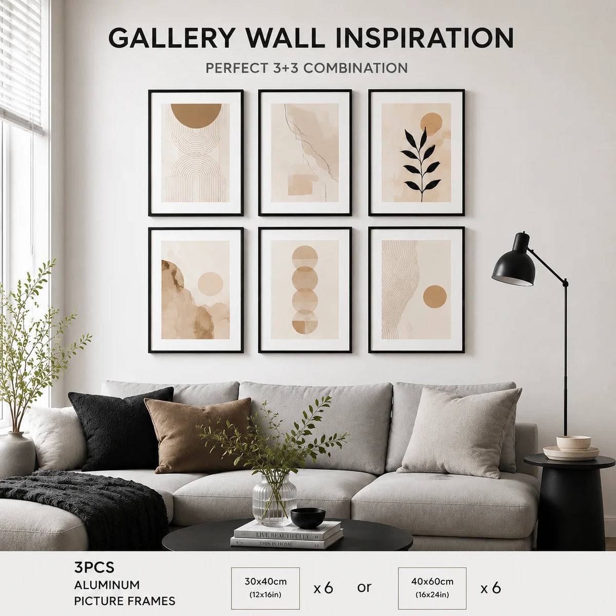 Modern Aluminum Picture Frame Set With Mat For Gallery Walls