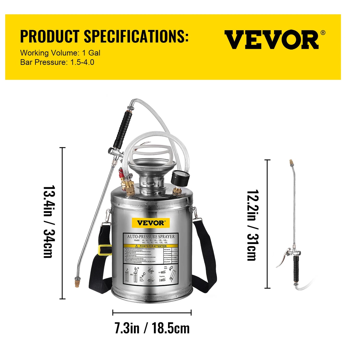SucceBuy Stainless Steel Hand Powered Sprayer For Garden Use
