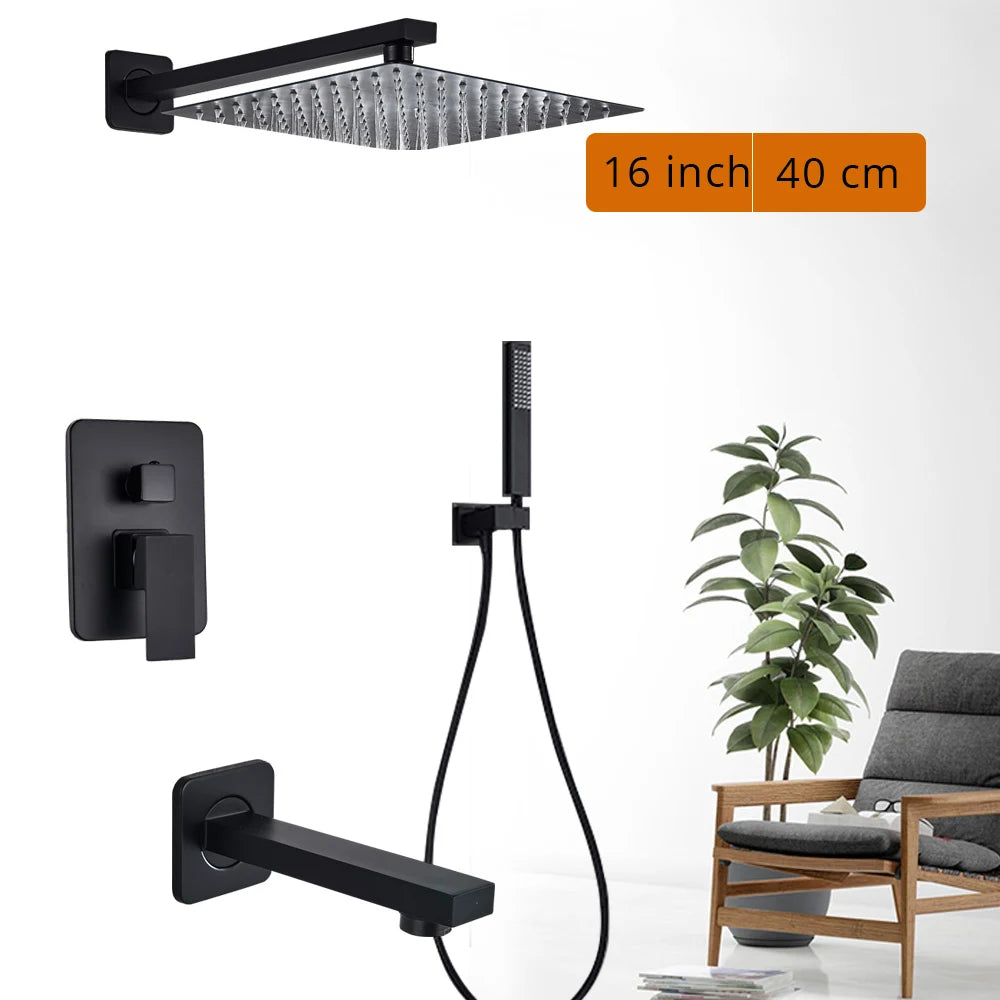 Rozin Wall Mounted Shower Faucet Mixer With Rainfall Hand Shower
