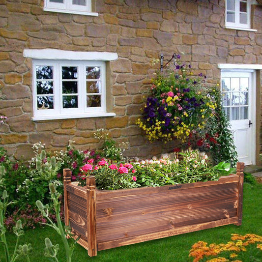 Raised Window Mounted Wooden Garden Flower Planter