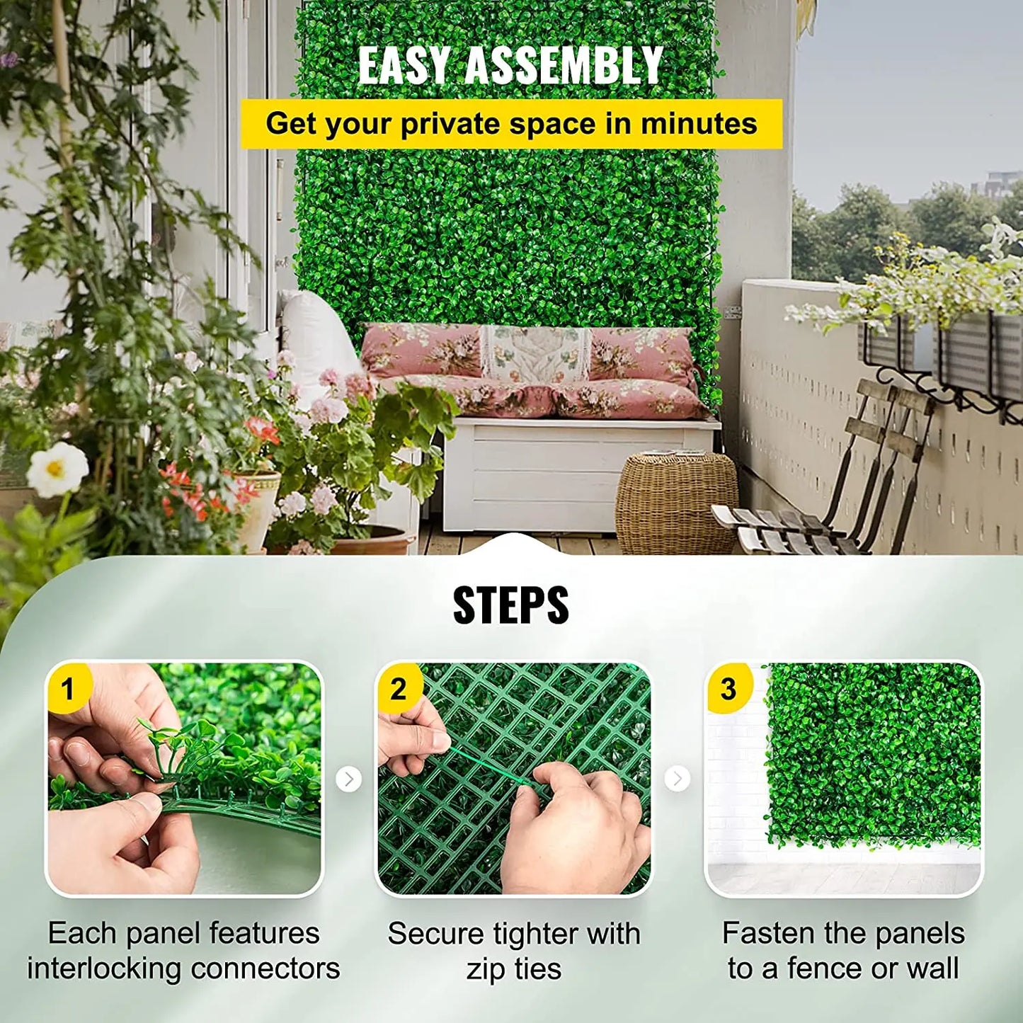 SucceBuy Boxwood Hedge Wall Panels Artificial Plant Backdrop