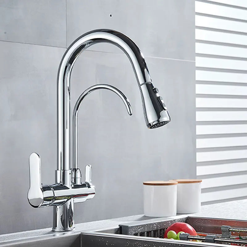 Hownifety Pullout Water Filter Kitchen Faucet Cold Hot Tap