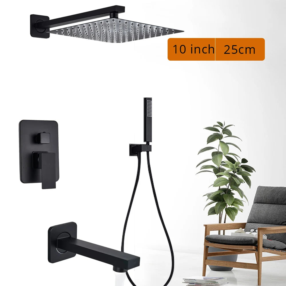 Rozin Wall Mounted Shower Faucet Mixer With Rainfall Hand Shower
