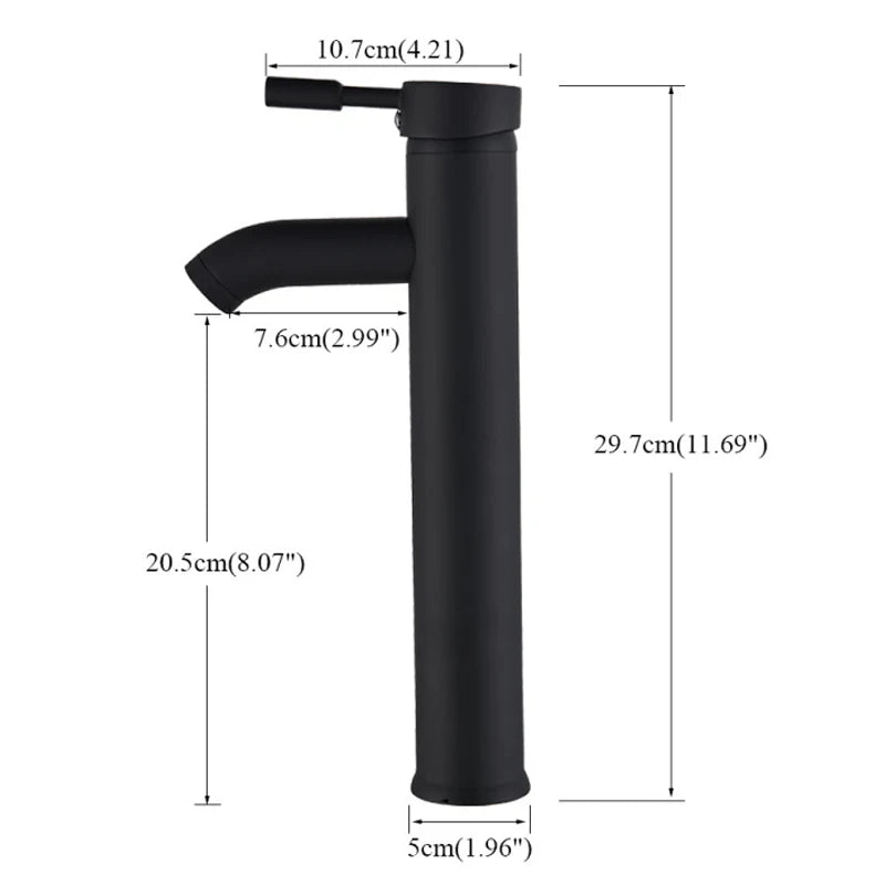 Rozin Matte Black Basin Faucet Deck Mounted Single Lever Waterfall Tap