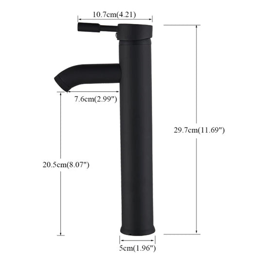 Rozin Matte Black Basin Faucet Deck Mounted Single Lever Waterfall Tap