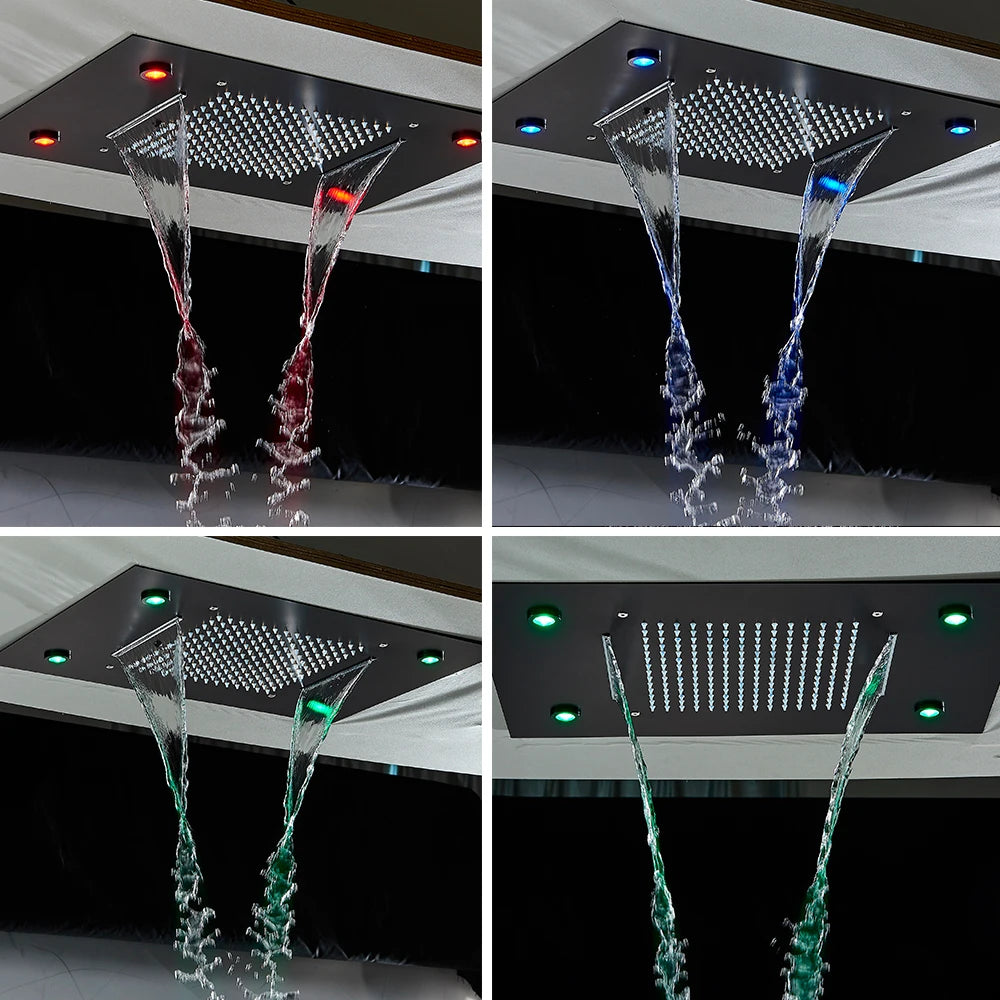Rozin LED Shower Head Ceiling Mounted Rainfall And Waterfall