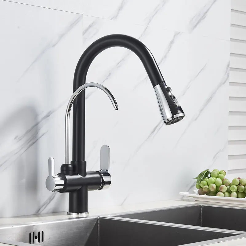 Hownifety Pullout Water Filter Kitchen Faucet Cold Hot Tap
