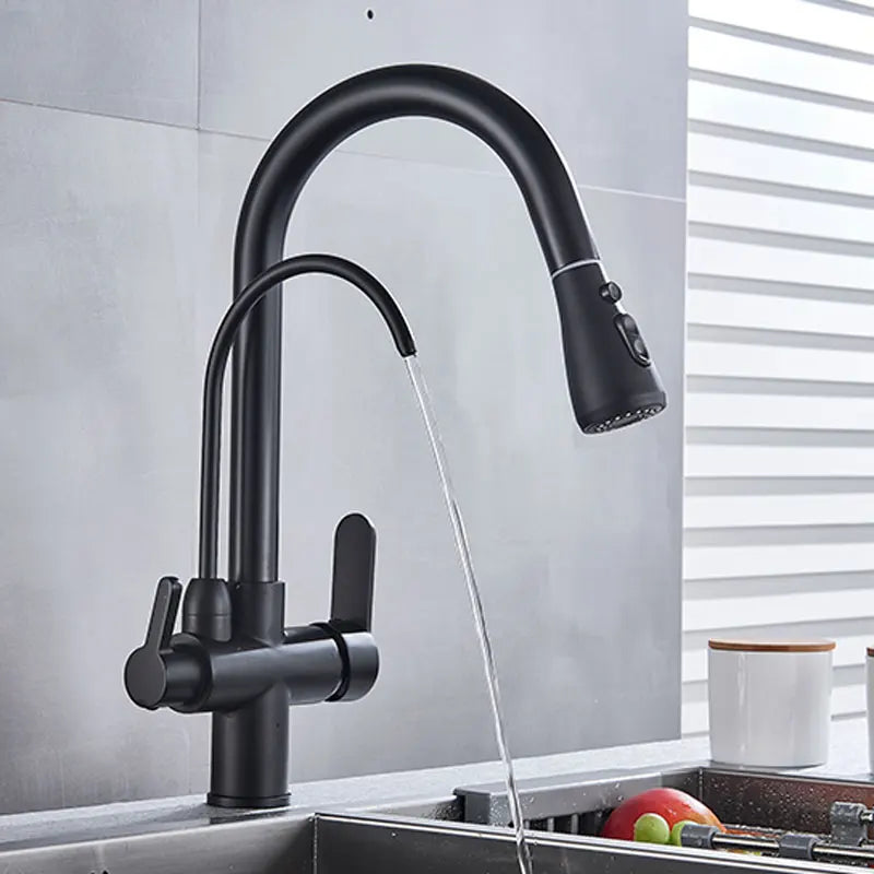 Hownifety Pullout Water Filter Kitchen Faucet Cold Hot Tap