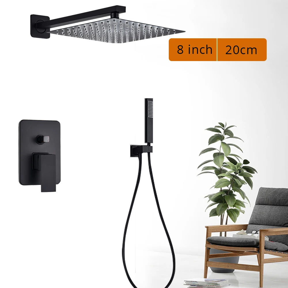 Rozin Wall Mounted Shower Faucet Mixer With Rainfall Hand Shower