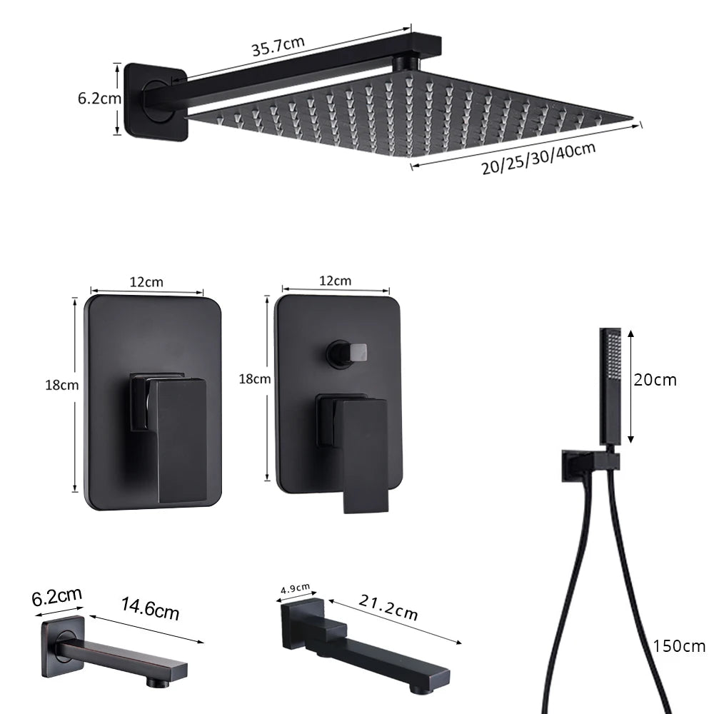 Rozin Wall Mounted Shower Faucet Mixer With Rainfall Hand Shower