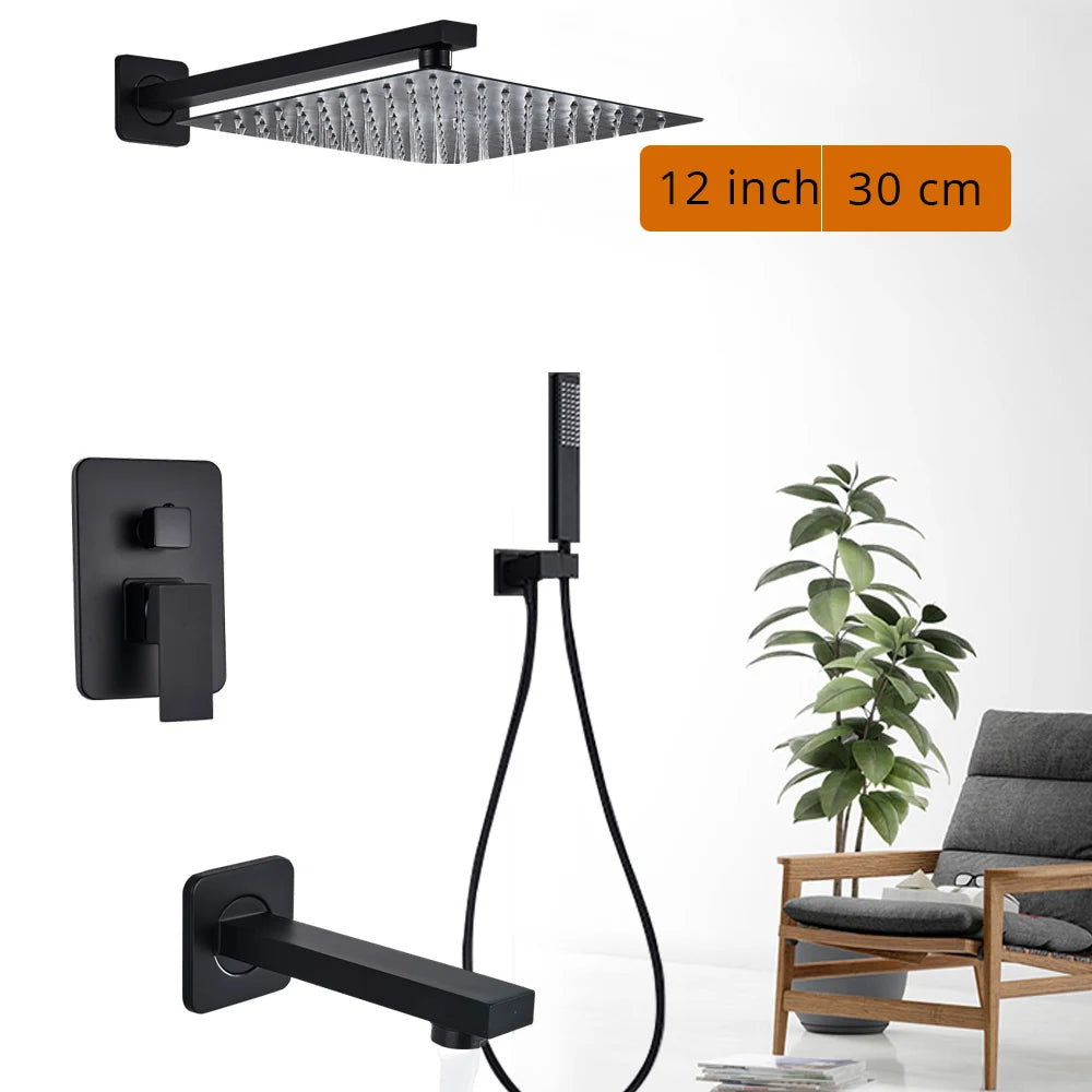Rozin Wall Mounted Shower Faucet Mixer With Rainfall Hand Shower