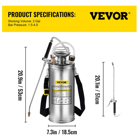 SucceBuy Stainless Steel Hand Powered Sprayer For Garden Use