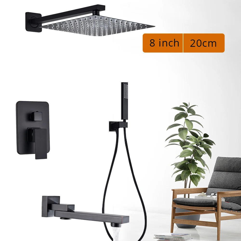 Rozin Wall Mounted Shower Faucet Mixer With Rainfall Hand Shower