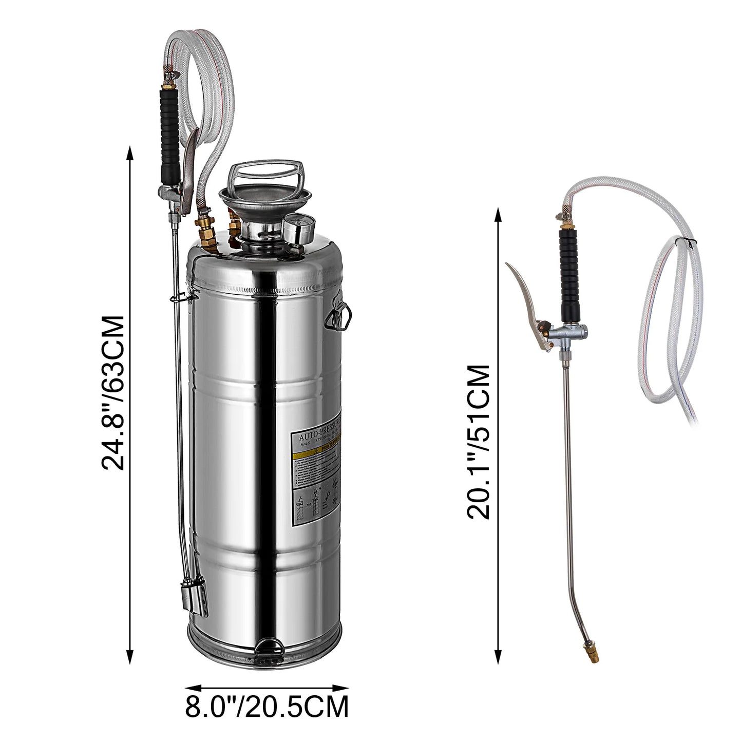 SucceBuy Stainless Steel Hand Powered Sprayer For Garden Use