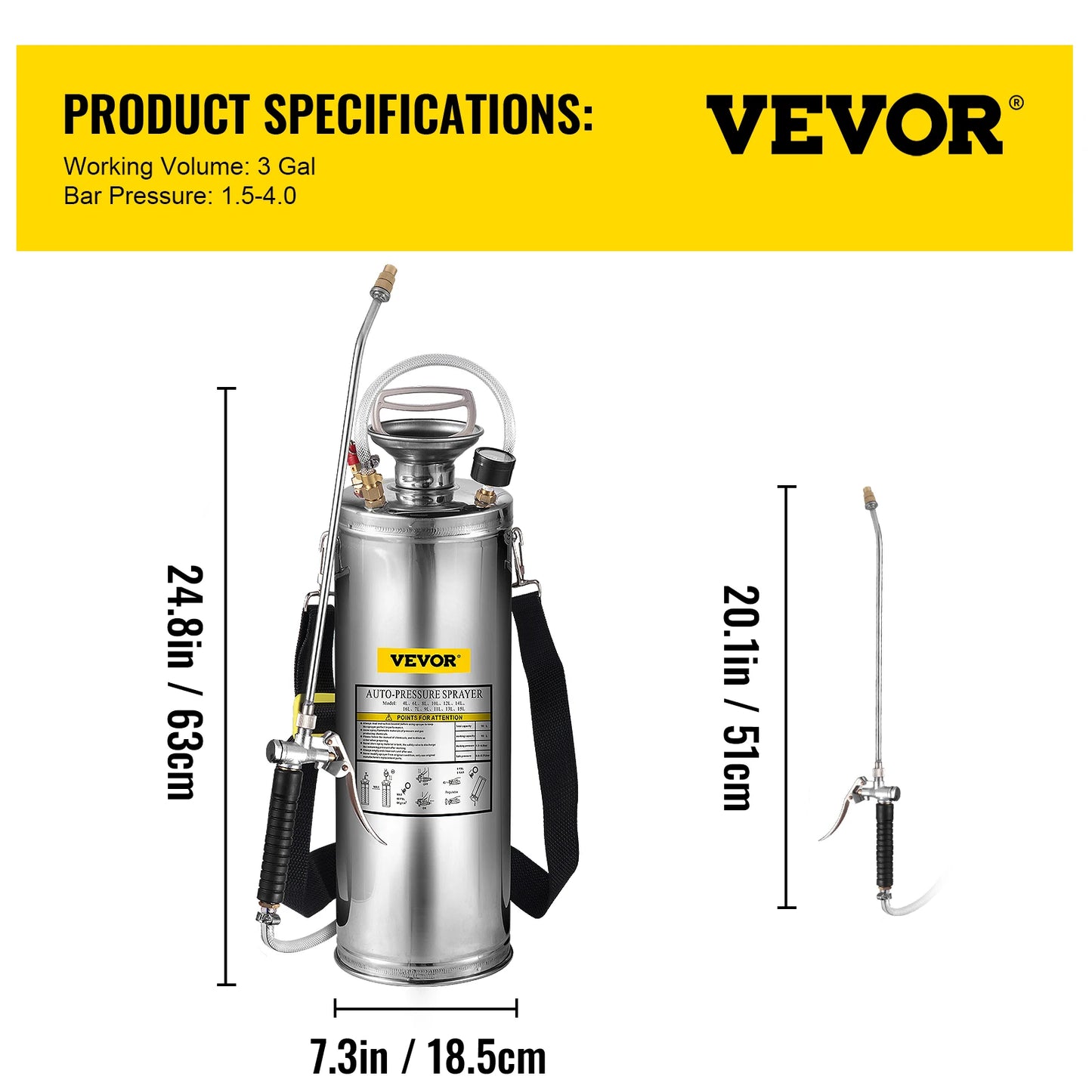 SucceBuy Stainless Steel Hand Powered Sprayer For Garden Use