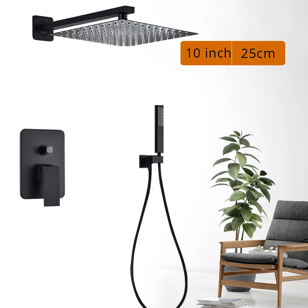 Rozin Wall Mounted Shower Faucet Mixer With Rainfall Hand Shower