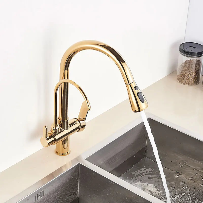 Hownifety Pullout Water Filter Kitchen Faucet Cold Hot Tap