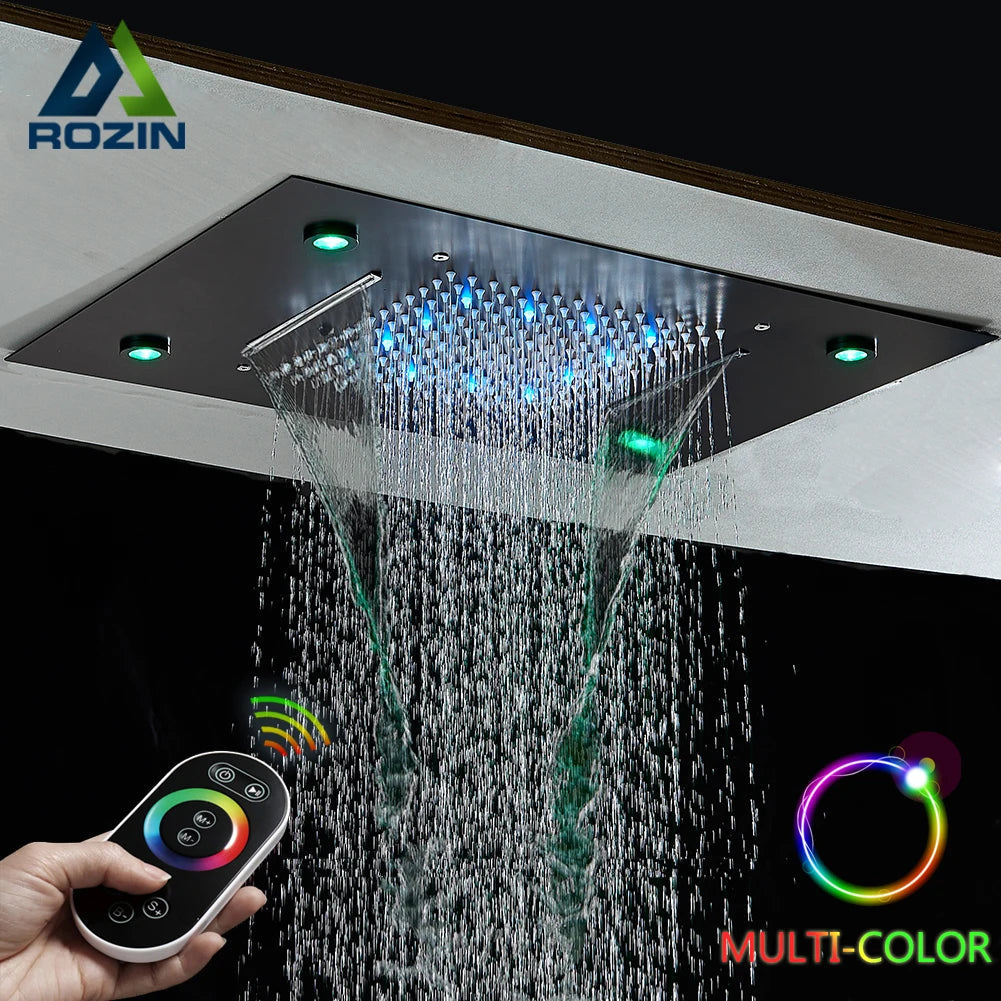 Rozin LED Shower Head Ceiling Mounted Rainfall And Waterfall