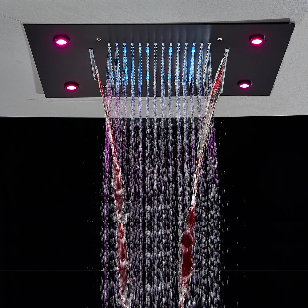 Rozin LED Shower Head Ceiling Mounted Rainfall And Waterfall
