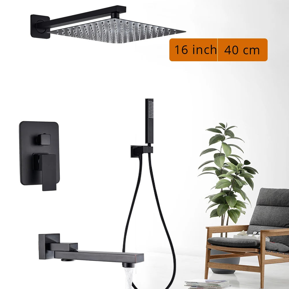 Rozin Wall Mounted Shower Faucet Mixer With Rainfall Hand Shower