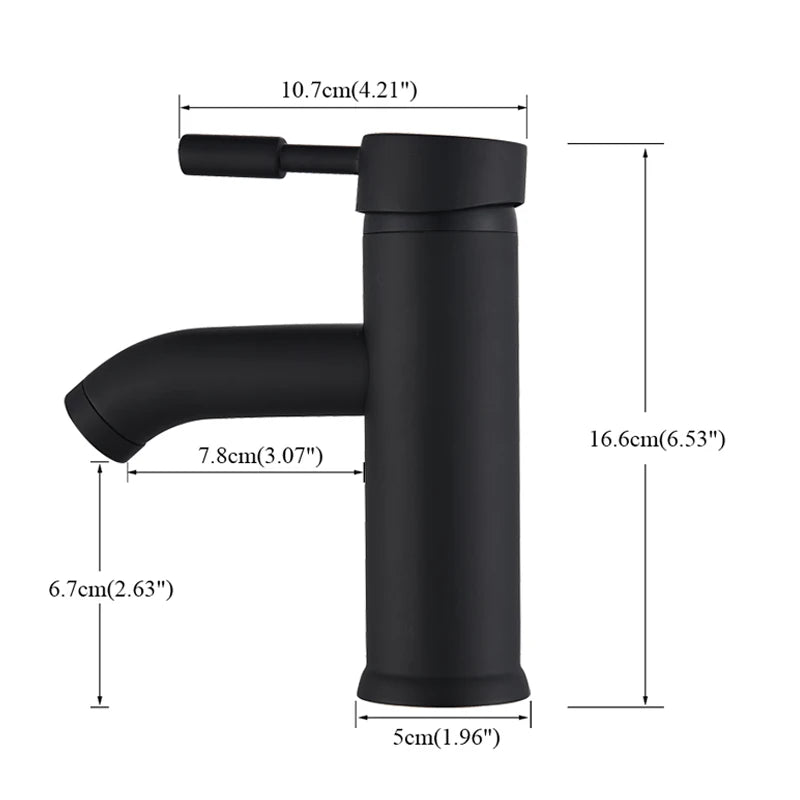 Rozin Matte Black Basin Faucet Deck Mounted Single Lever Waterfall Tap