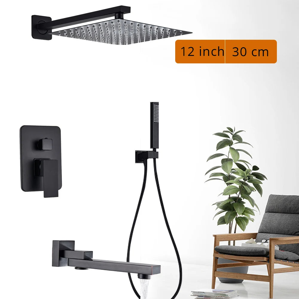 Rozin Wall Mounted Shower Faucet Mixer With Rainfall Hand Shower