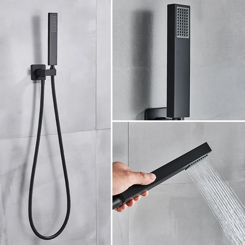 Rozin Wall Mounted Shower Faucet Mixer With Rainfall Hand Shower