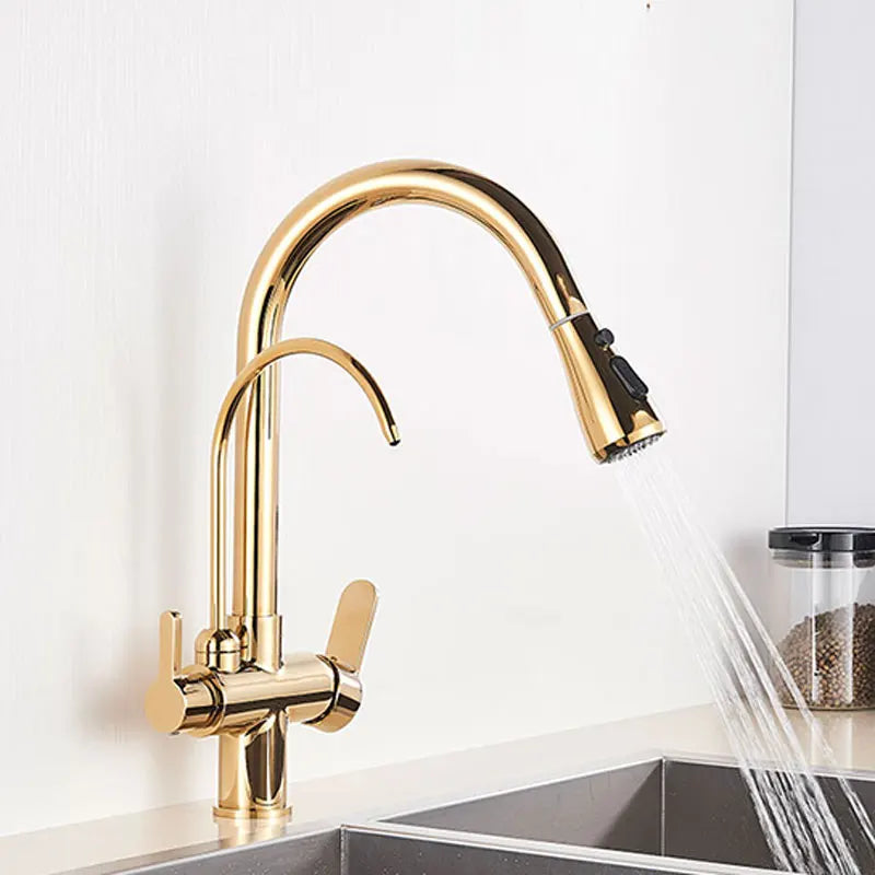 Hownifety Pullout Water Filter Kitchen Faucet Cold Hot Tap