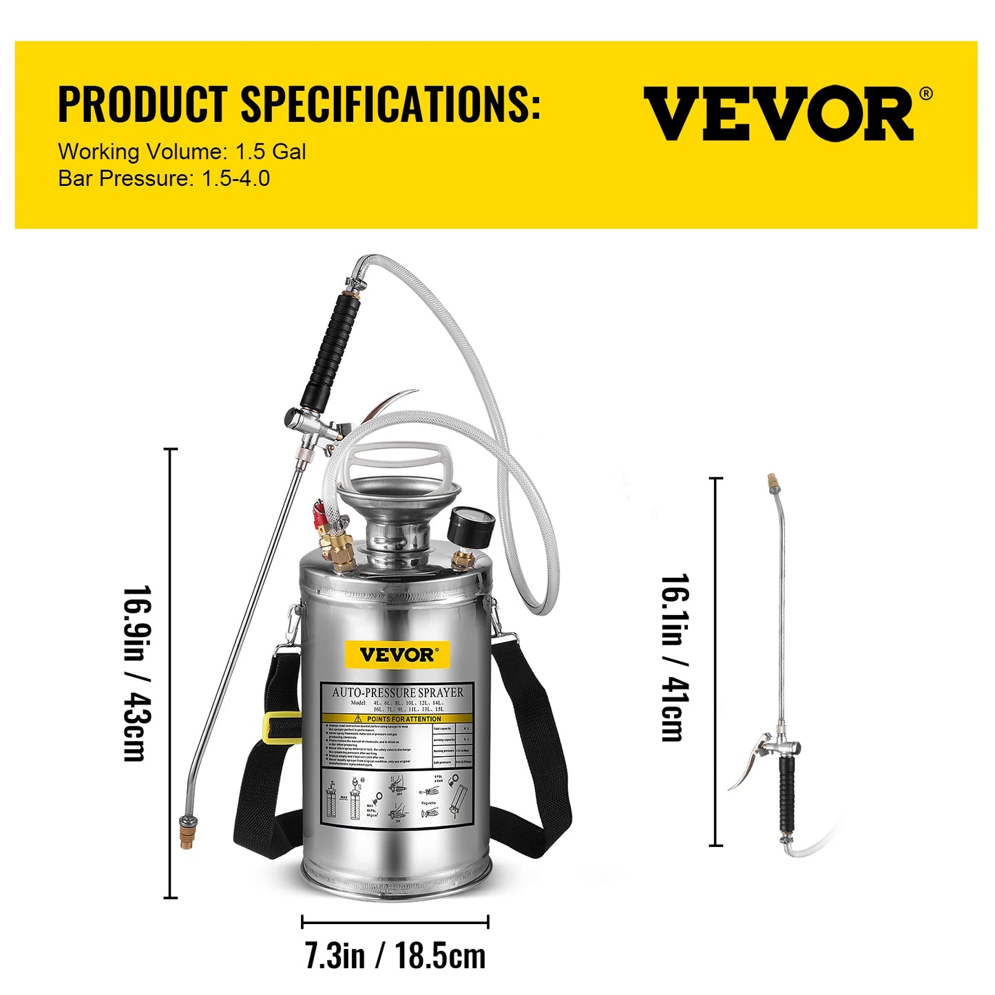 SucceBuy Stainless Steel Hand Powered Sprayer For Garden Use
