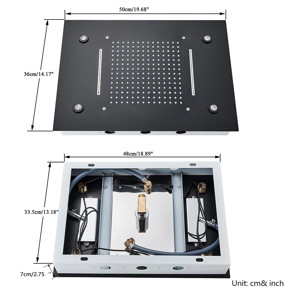 Rozin LED Shower Head Ceiling Mounted Rainfall And Waterfall