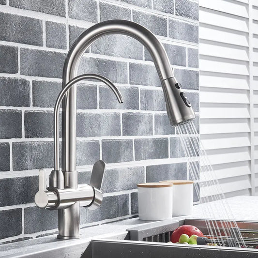 Hownifety Pullout Water Filter Kitchen Faucet Cold Hot Tap