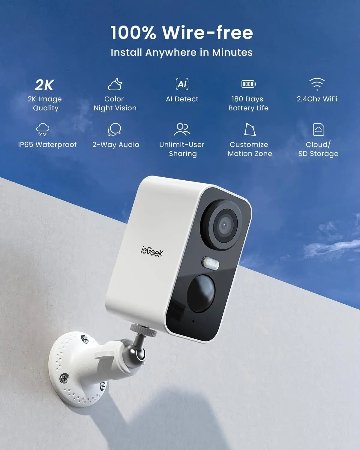 IeGeek 2K Wireless Outdoor Security Camera With Night Vision
