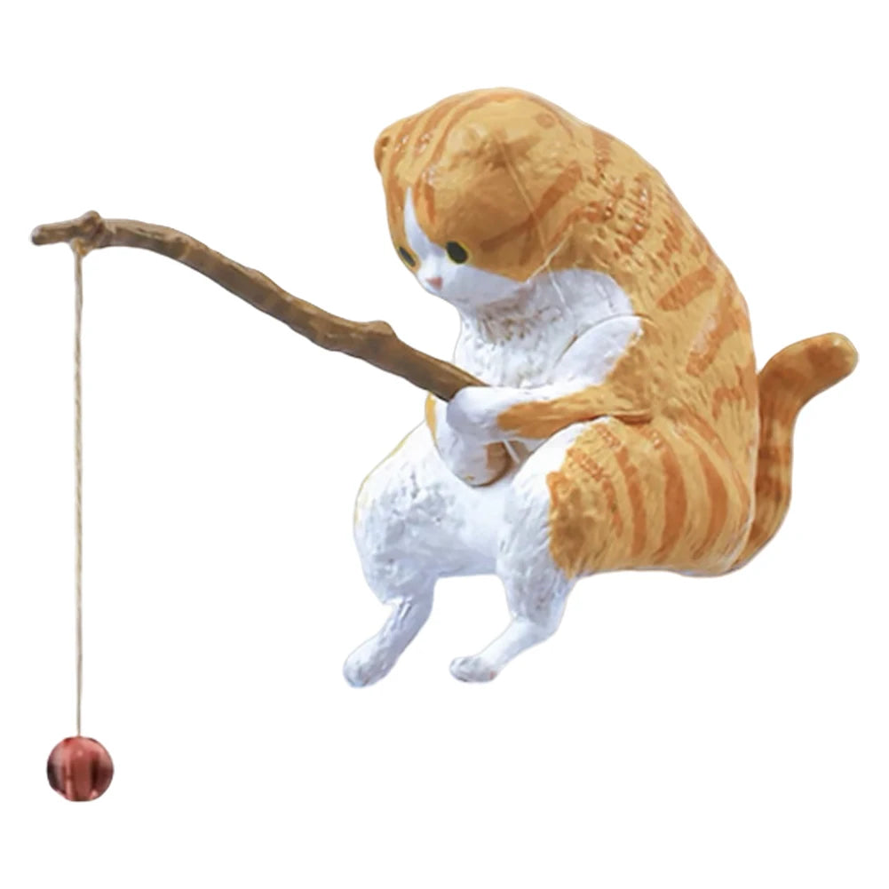 Sikiwind Fishing Cat Figurine Aquarium Decoration Ornament