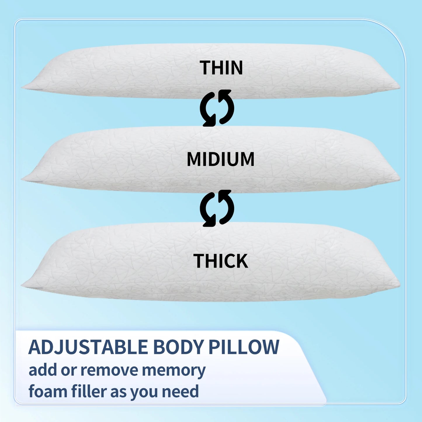 Memory Foam Body Pillow For Adults Supports Ideal Sleep Comfort