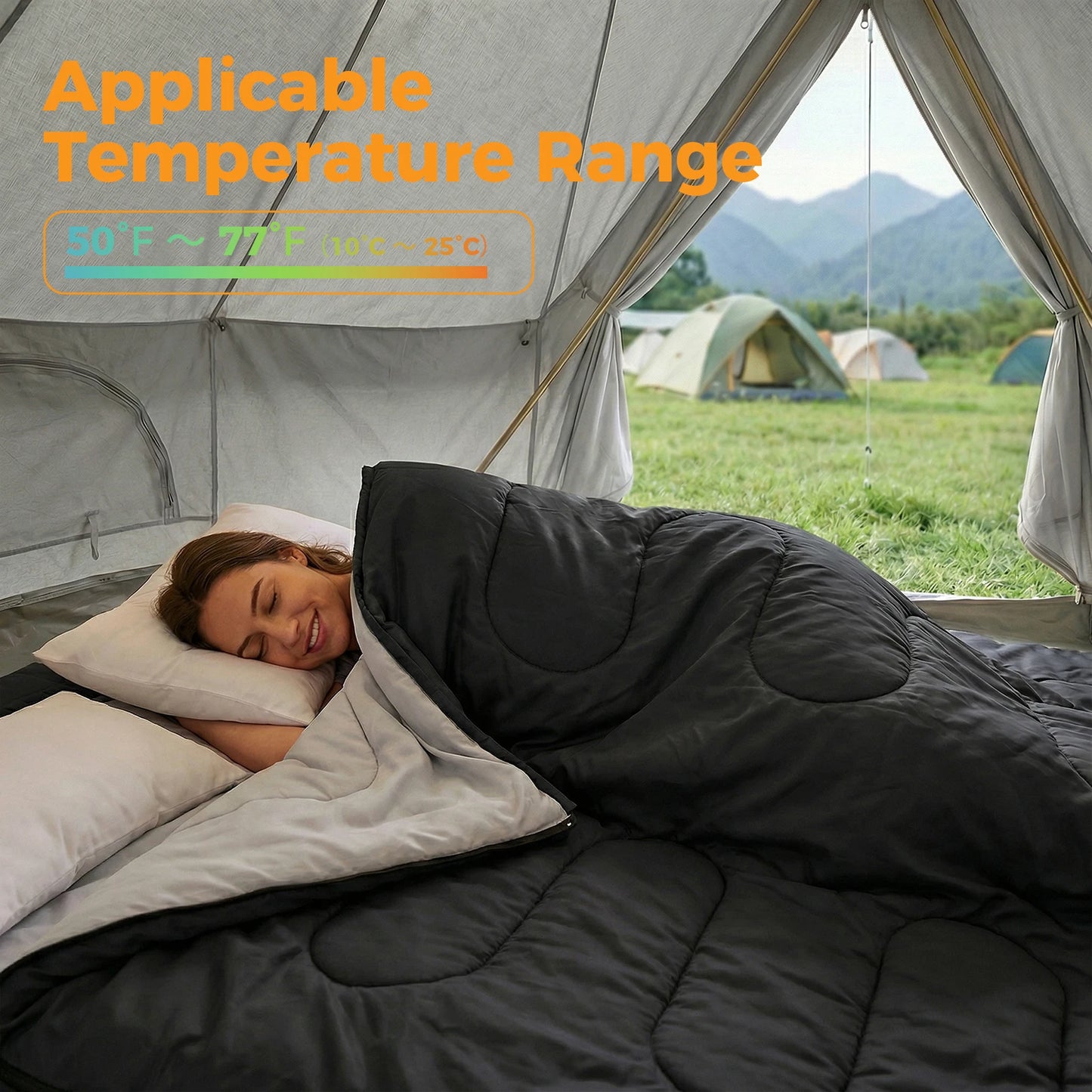 Double Sleeping Bag With Pillow For Two Person Three Season