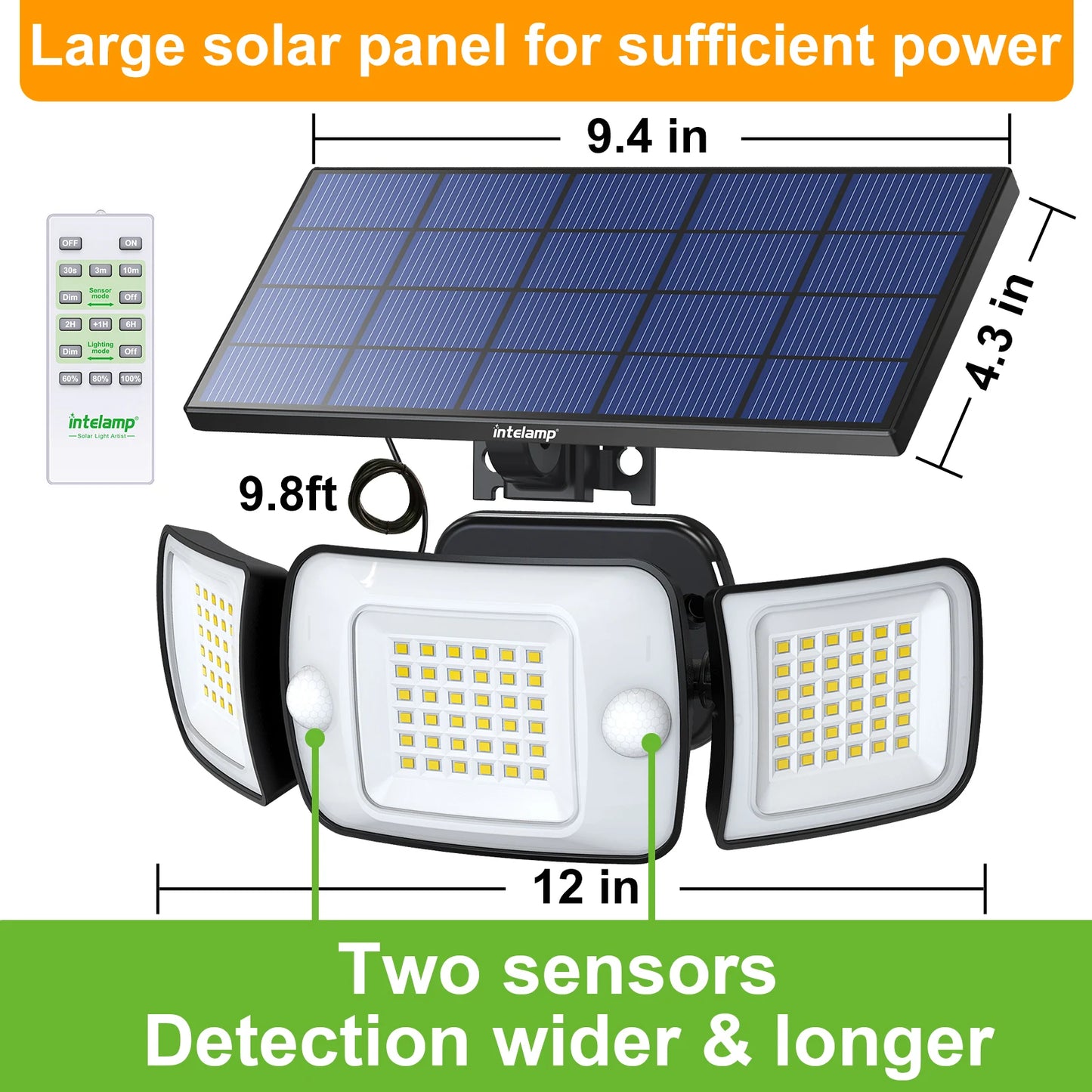 Intelamp Outdoor Solar LED Spotlight With 4000mAh Battery