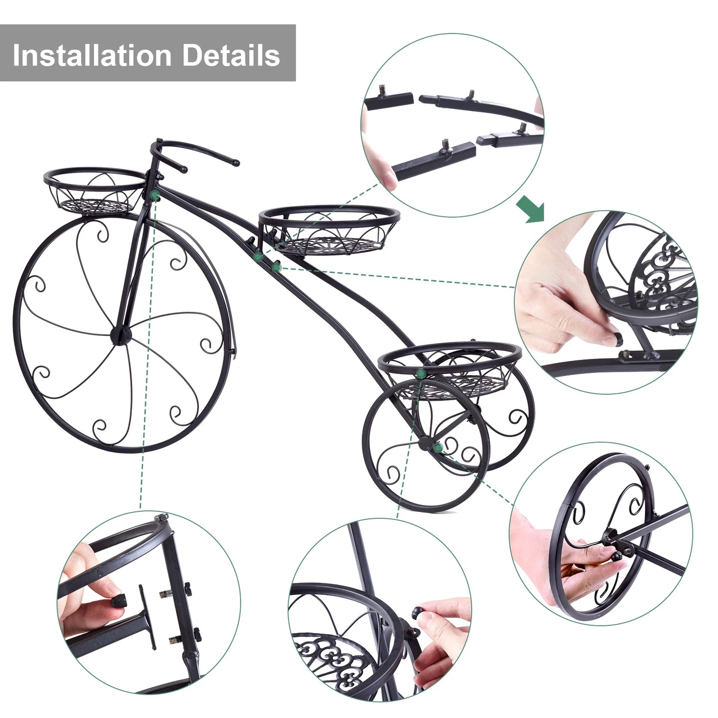 Wisfor 3 Tier Bicycle Shaped Metal Plant Stand Pot Holder