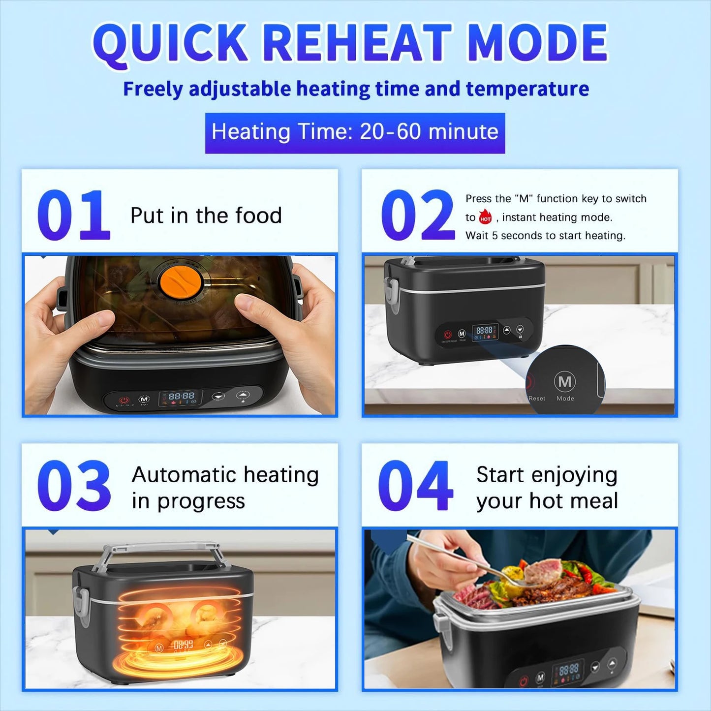 Wireless Lunch Box 12000mAh Heater With FiveSided Heating