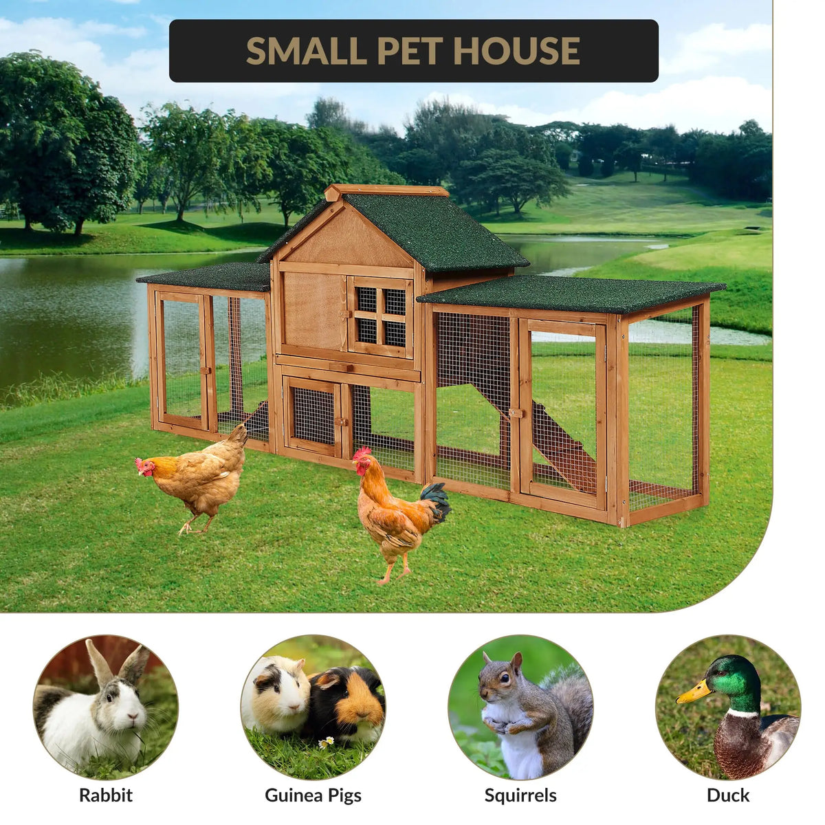 DishyKooker Outdoor Wooden Two Story Small Rabbit Hutch