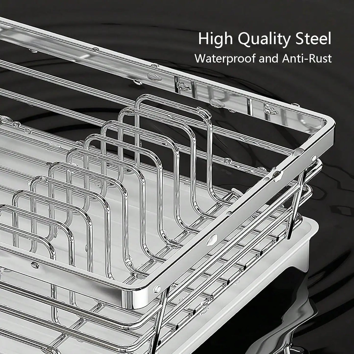 Stainless Steel Rust Resistant Dish Drying Rack With Utensil Holder
