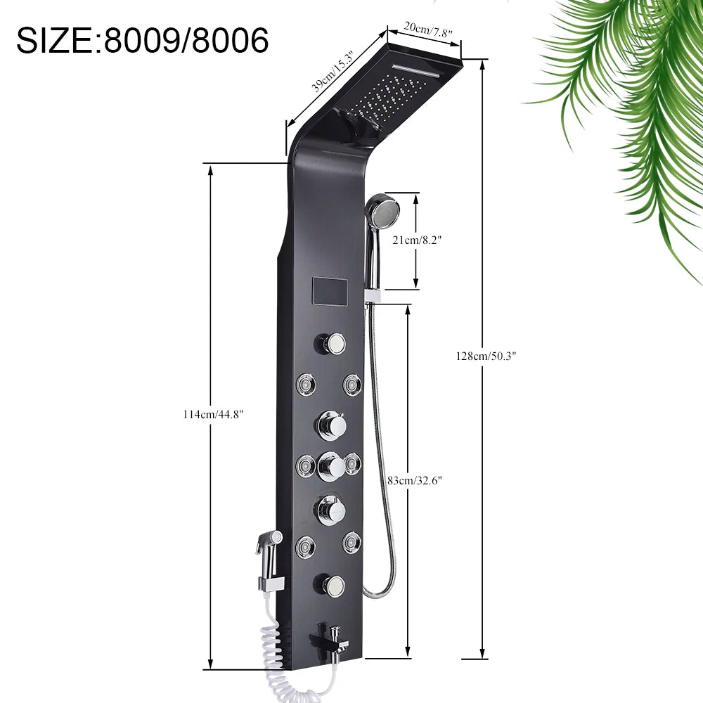MYQualife LED Shower Column System With Rainfall Waterfall Jets